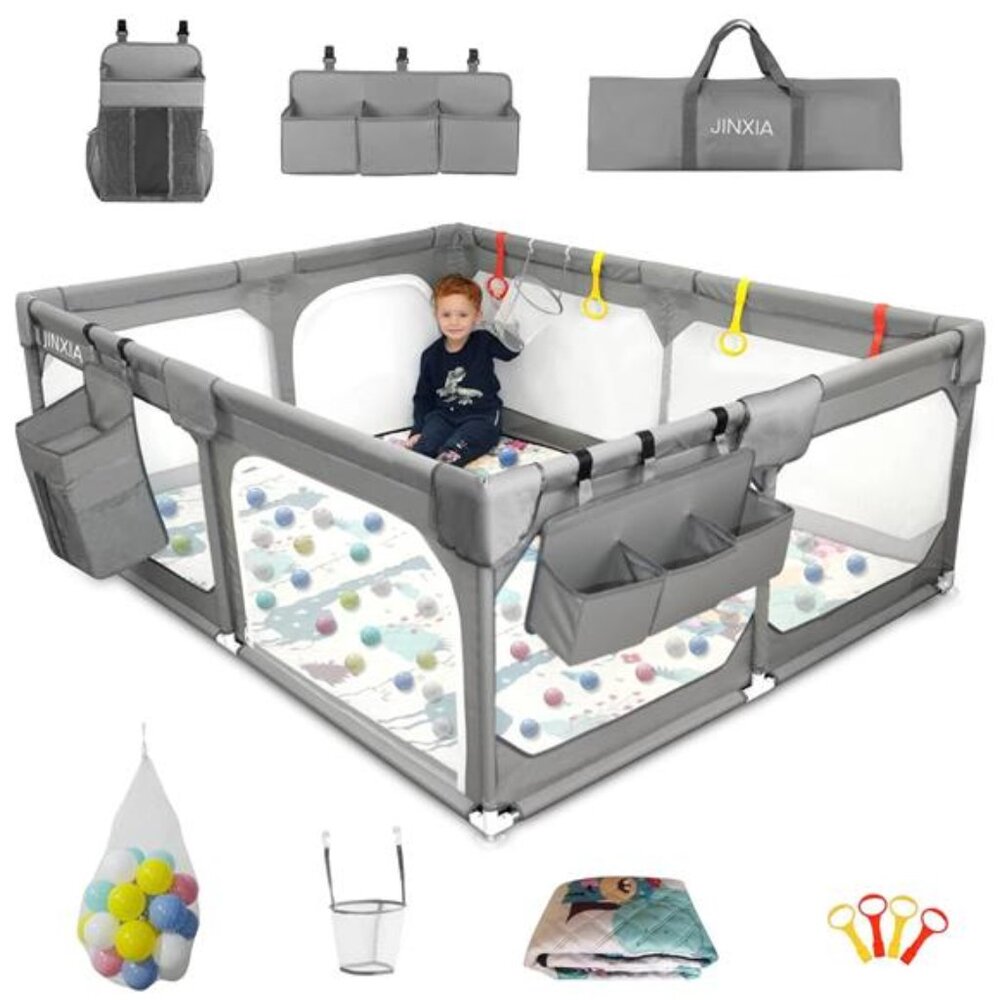 Baby Playpen with Mat 75"*59", Extra Large Playpen for Babies and Toddlers